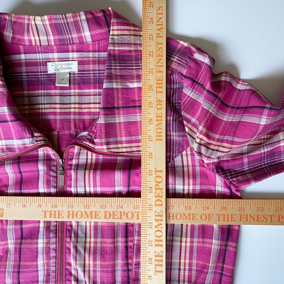 Christopher & Banks Jacket Womens Medium Plaid Full Zip Long Sleeved Preppy - Picture 9 of 11